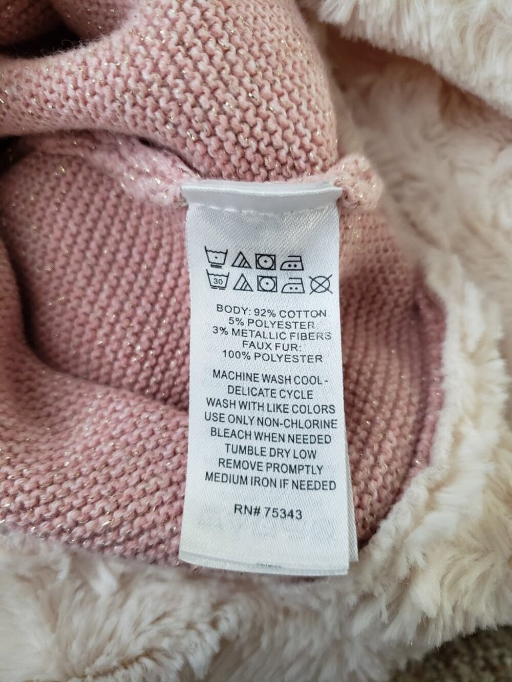 Catherine Malandrino Girls Pink Knit Sweater Dress w/Faux-fur Trim Size 4 - Picture 6 of 6